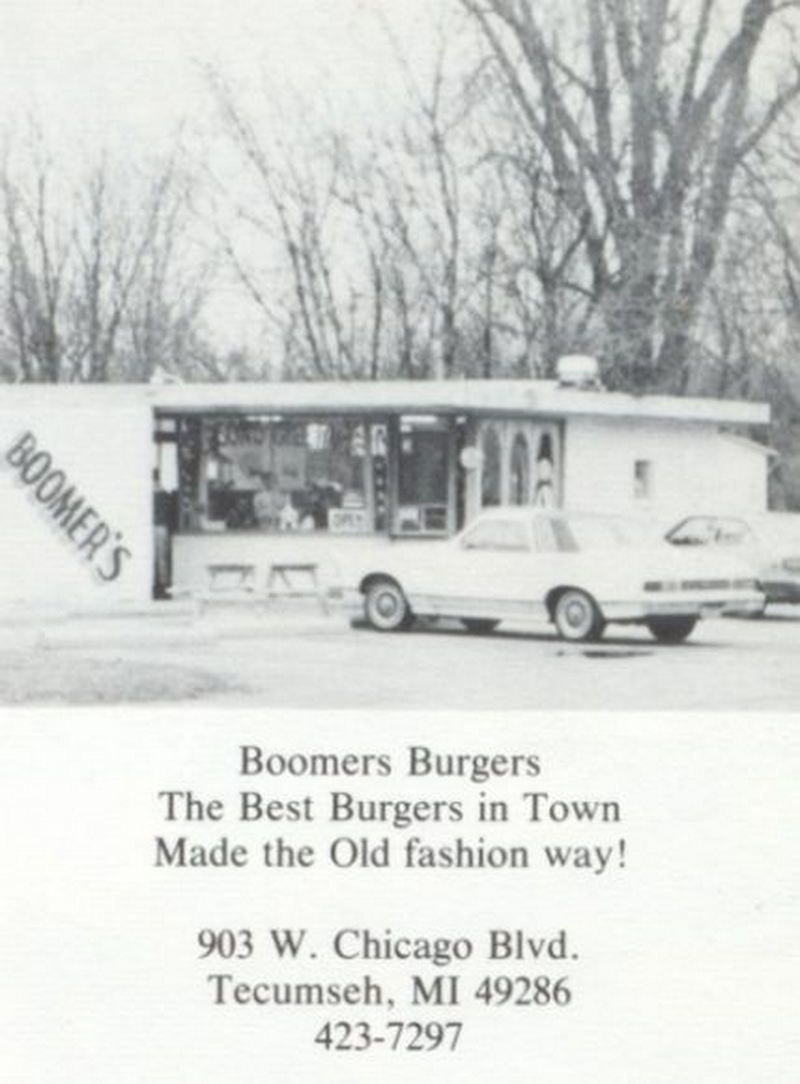 Frosty Freeze Drive-In (Boomers Burgers) - Tecumseh 1985 Yearbook Ad (newer photo)